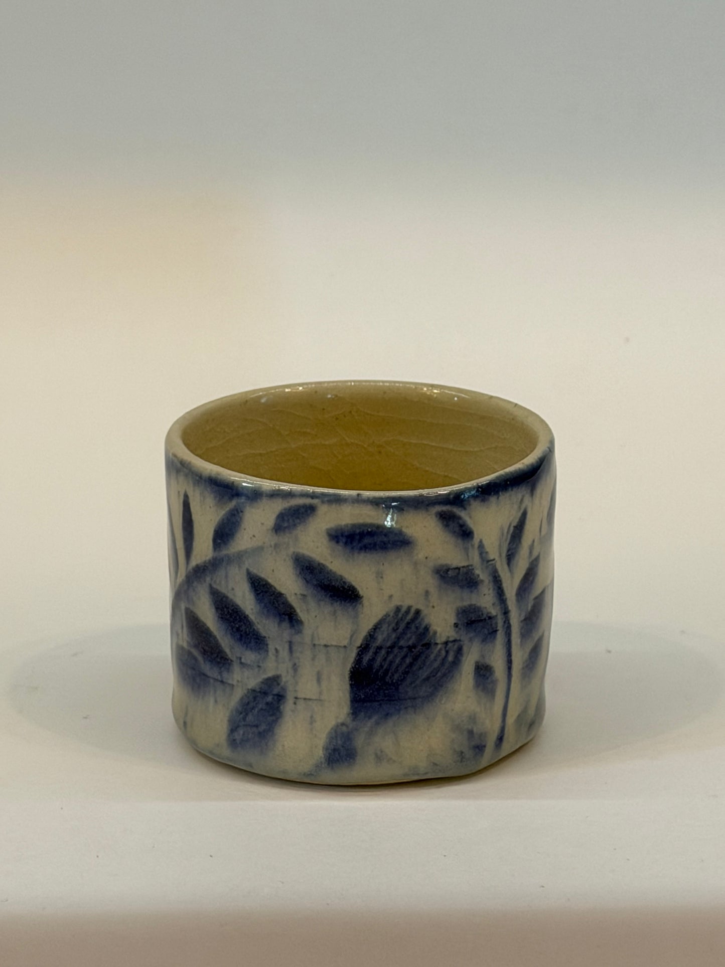 Trinket Jar with Blue Oxide Hand Painted Detail