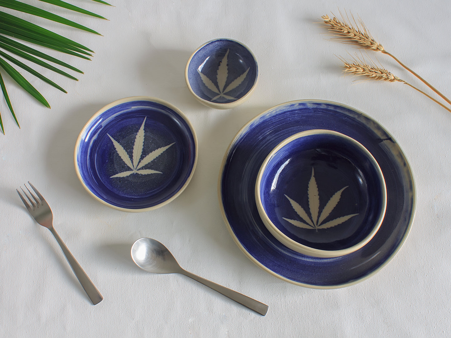 Blue Leaf Dinner set of 6 - Made to Order