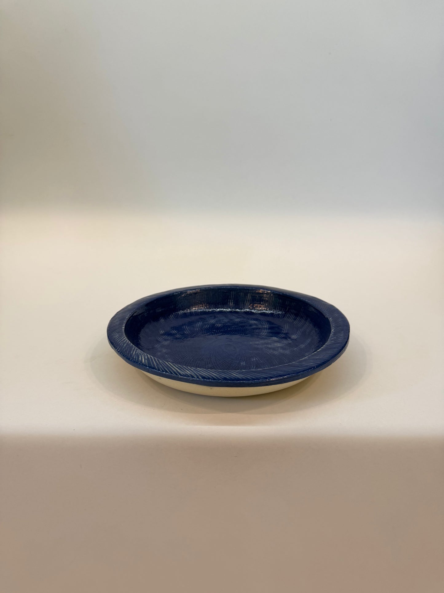 Blue Plate with Spiral Details