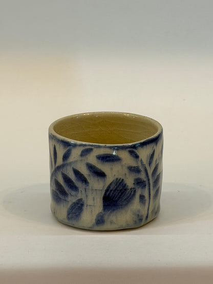 Trinket Jar with Blue Oxide Hand Painted Detail
