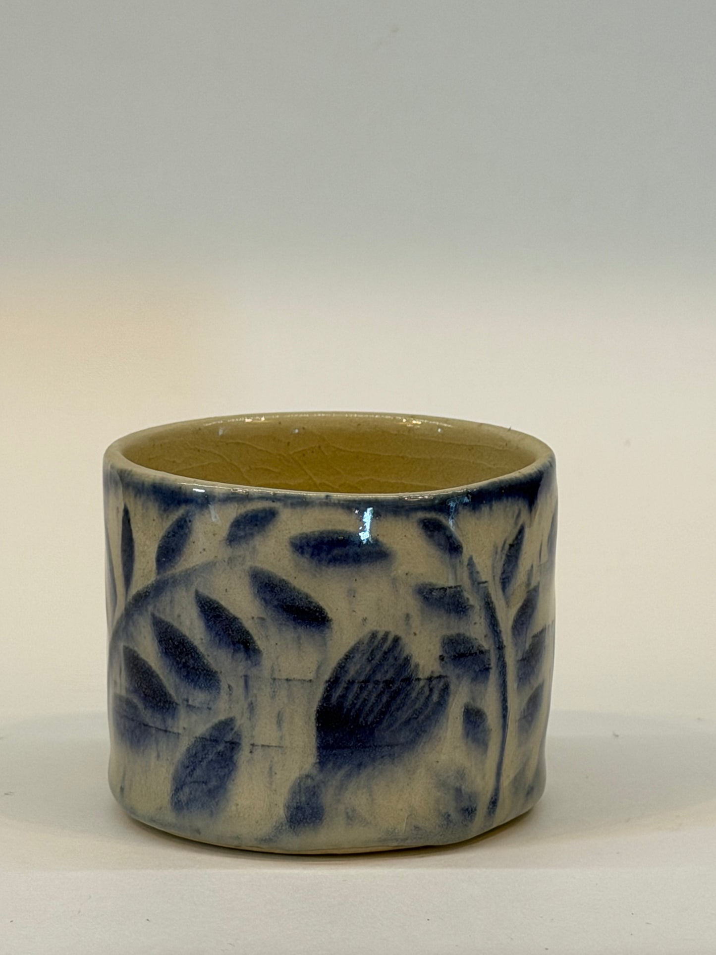 Trinket Jar with Blue Oxide Hand Painted Detail