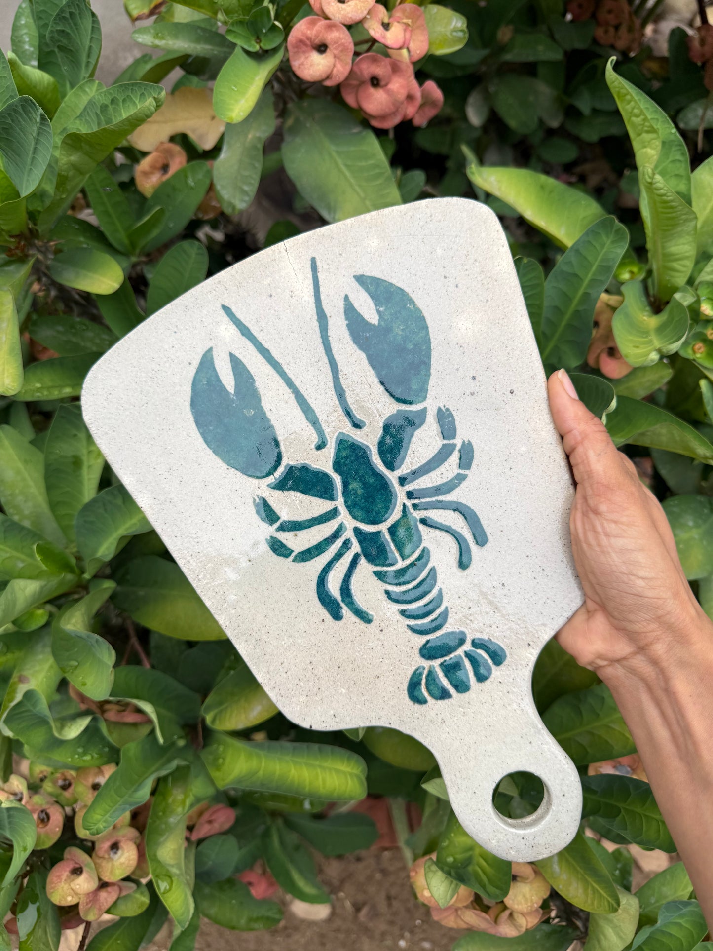 Teal Lobster Cheeseboard - Hand-Painted