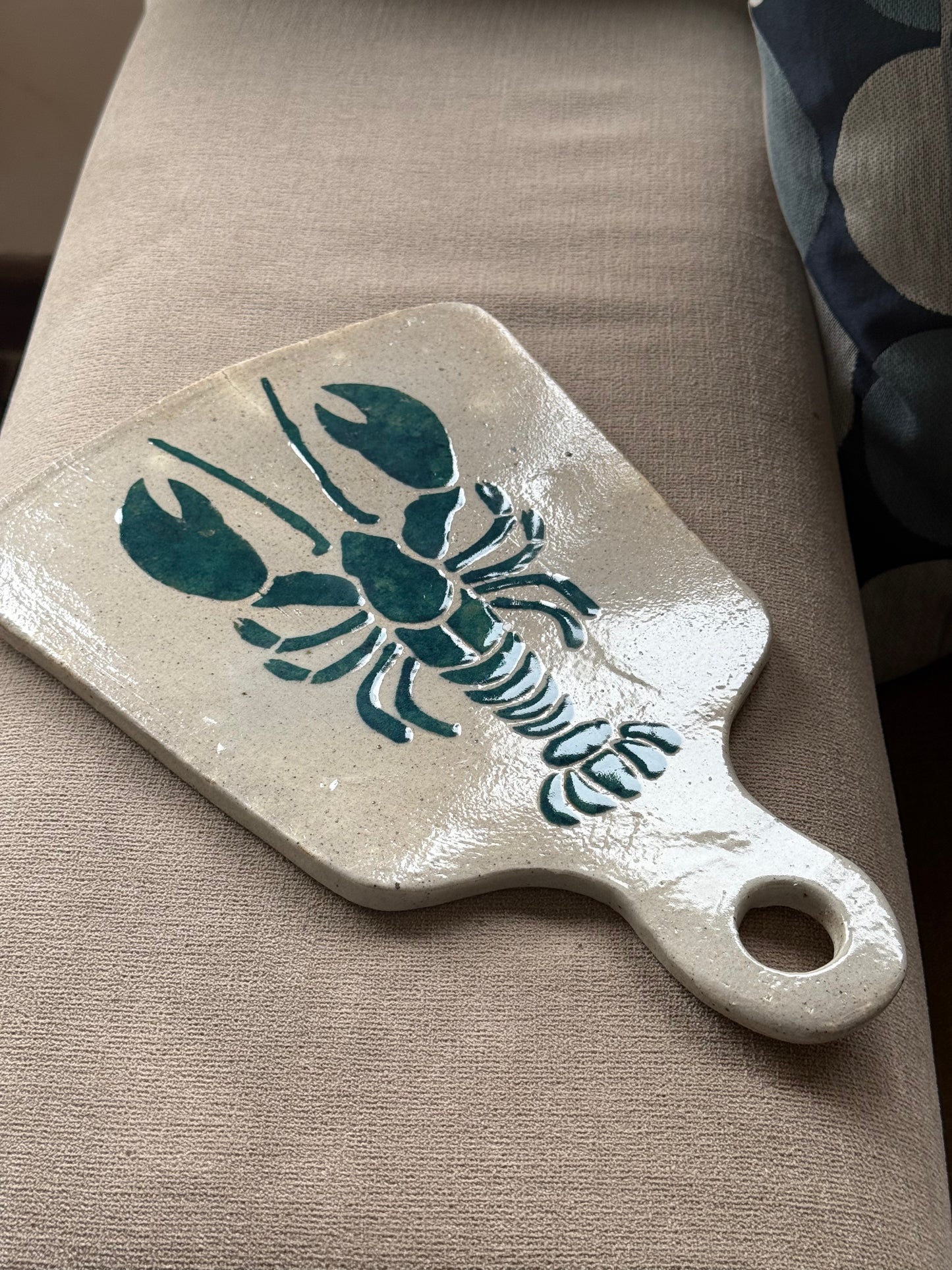 Teal Lobster Cheeseboard - Hand-Painted