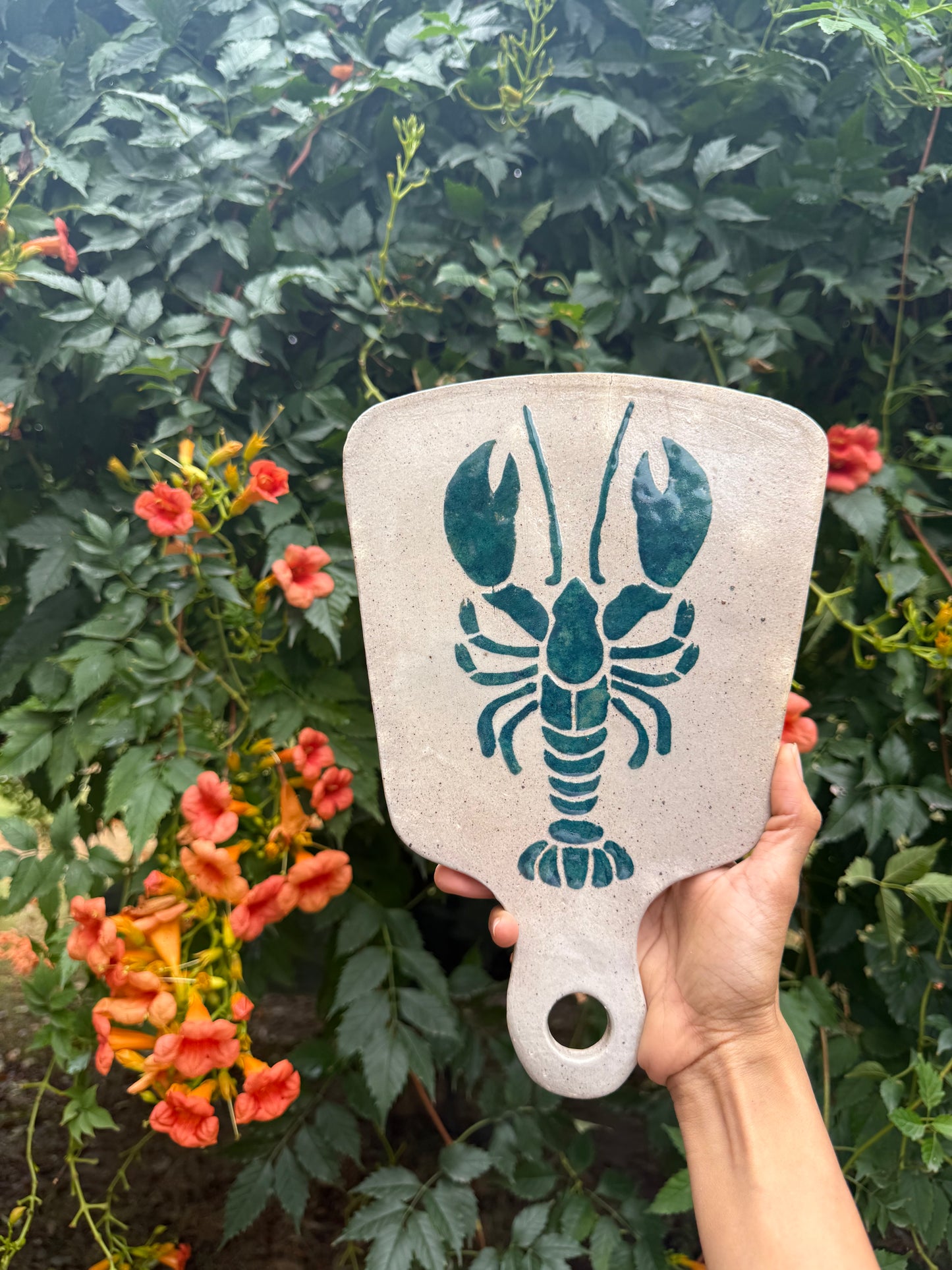 Teal Lobster Cheeseboard - Hand-Painted