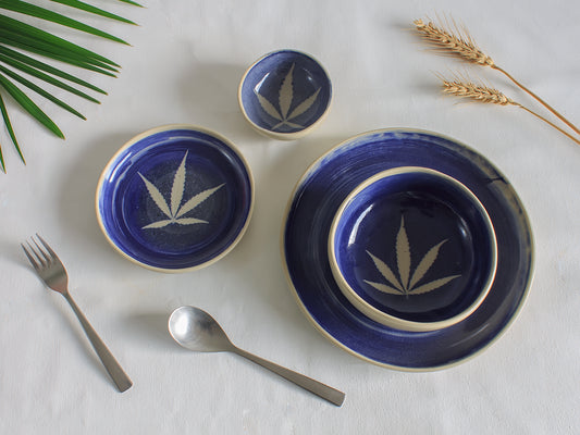 Blue Leaf Dinner set of 6 - Made to Order